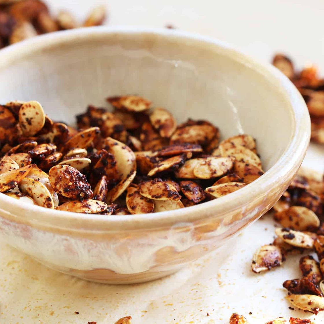 Sweet + Spicy Roasted Pumpkin Seeds