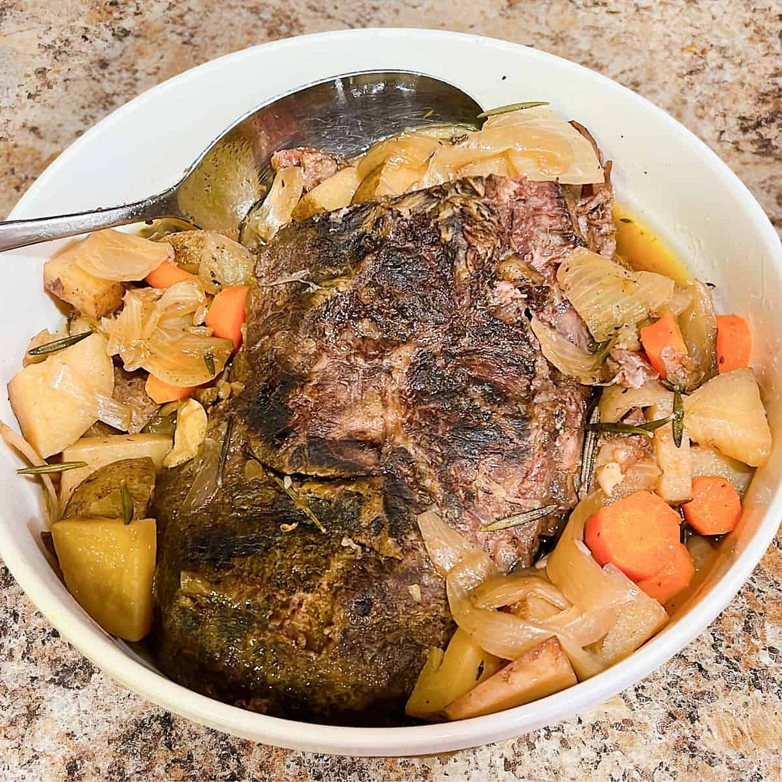 Easy Slow Cooker London Broil with Onion Soup Mix and Beer