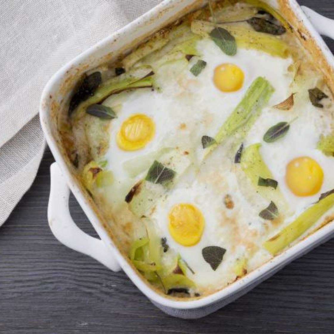 Porri e uova al forno