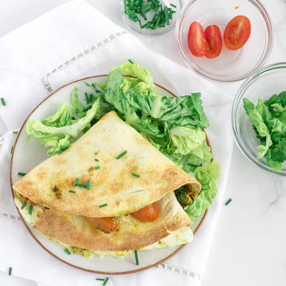 Air Fryer Wraps with Mozzarella & Pesto (Folded Tik Tok Style)