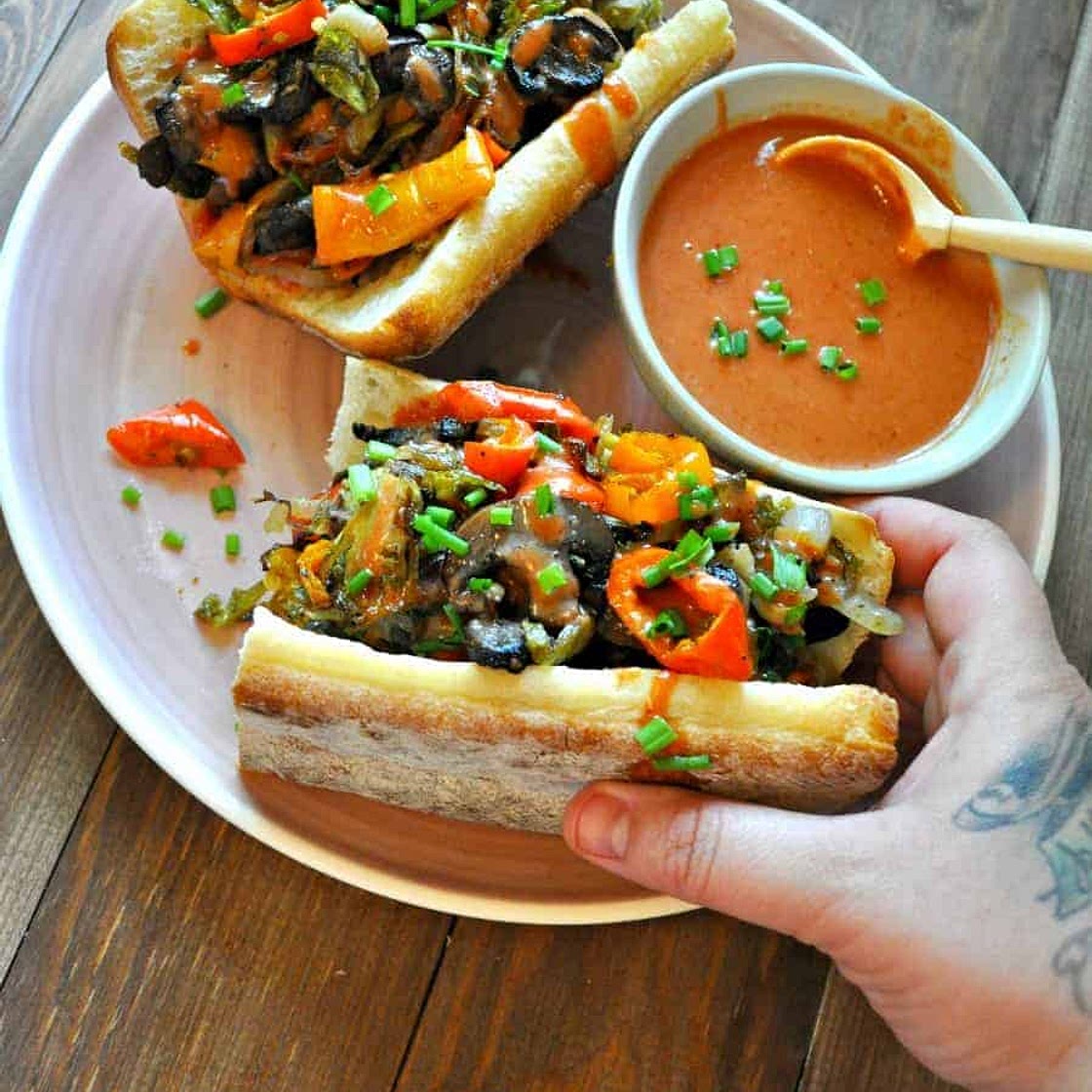 Vegan Roasted Vegetable Subs with Creamy French Dressing