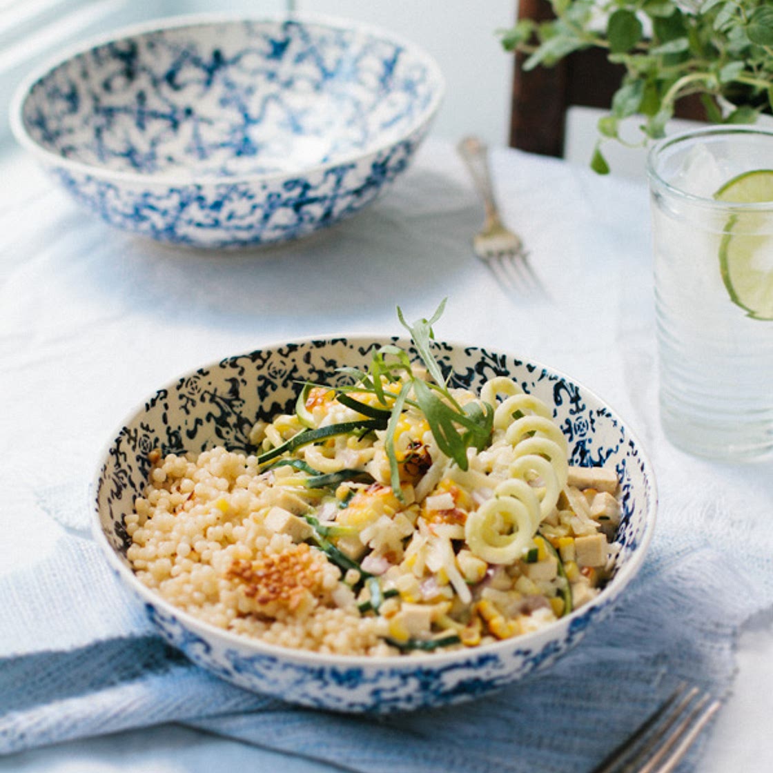 couscous israélien crémeux aux courgettes & au maïs