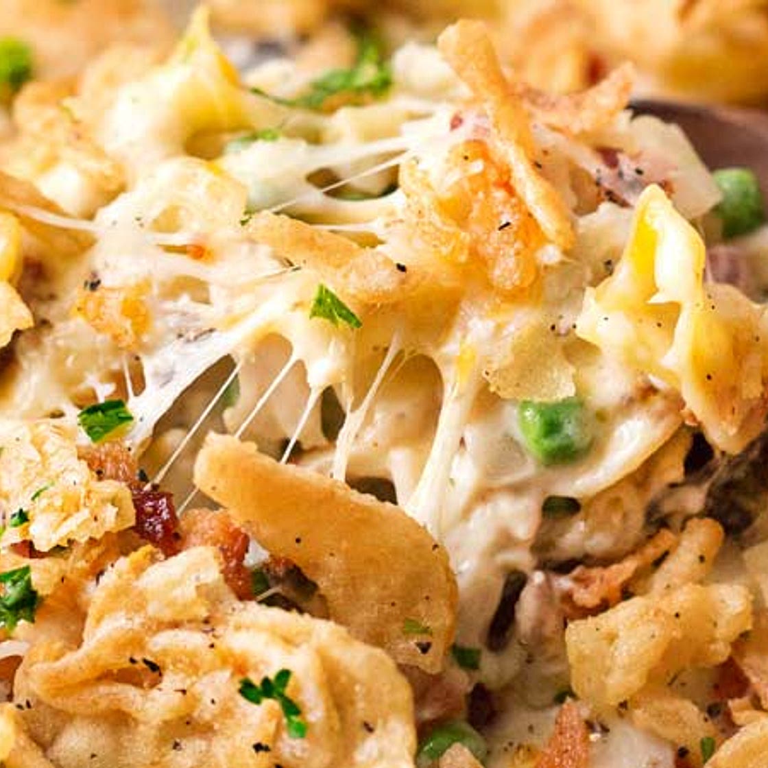 Cheesy Loaded Chicken Noodle Casserole