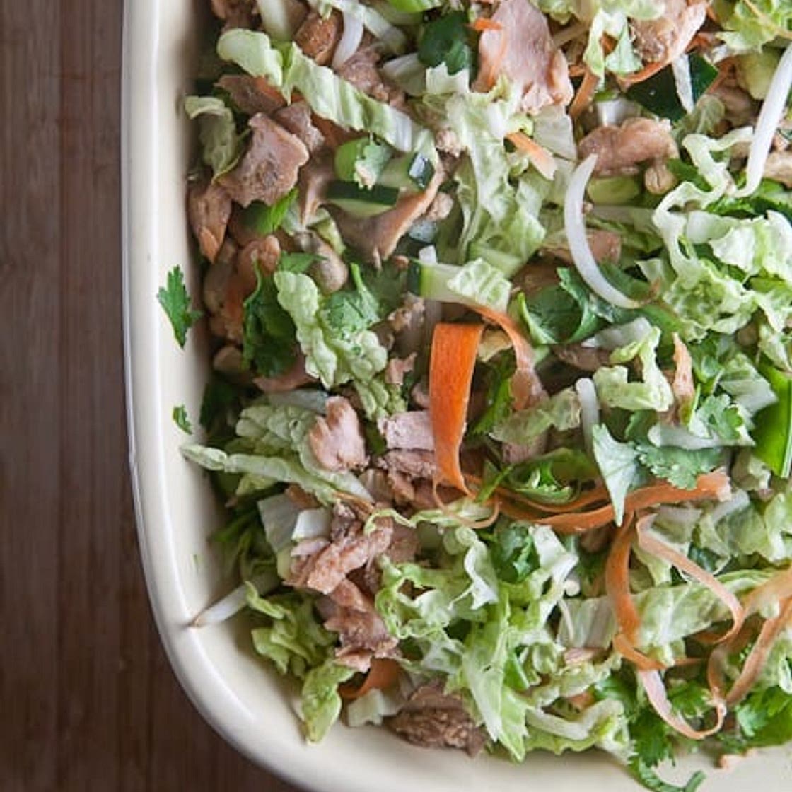Crunchy Salmon Salad with Sriracha Dressing