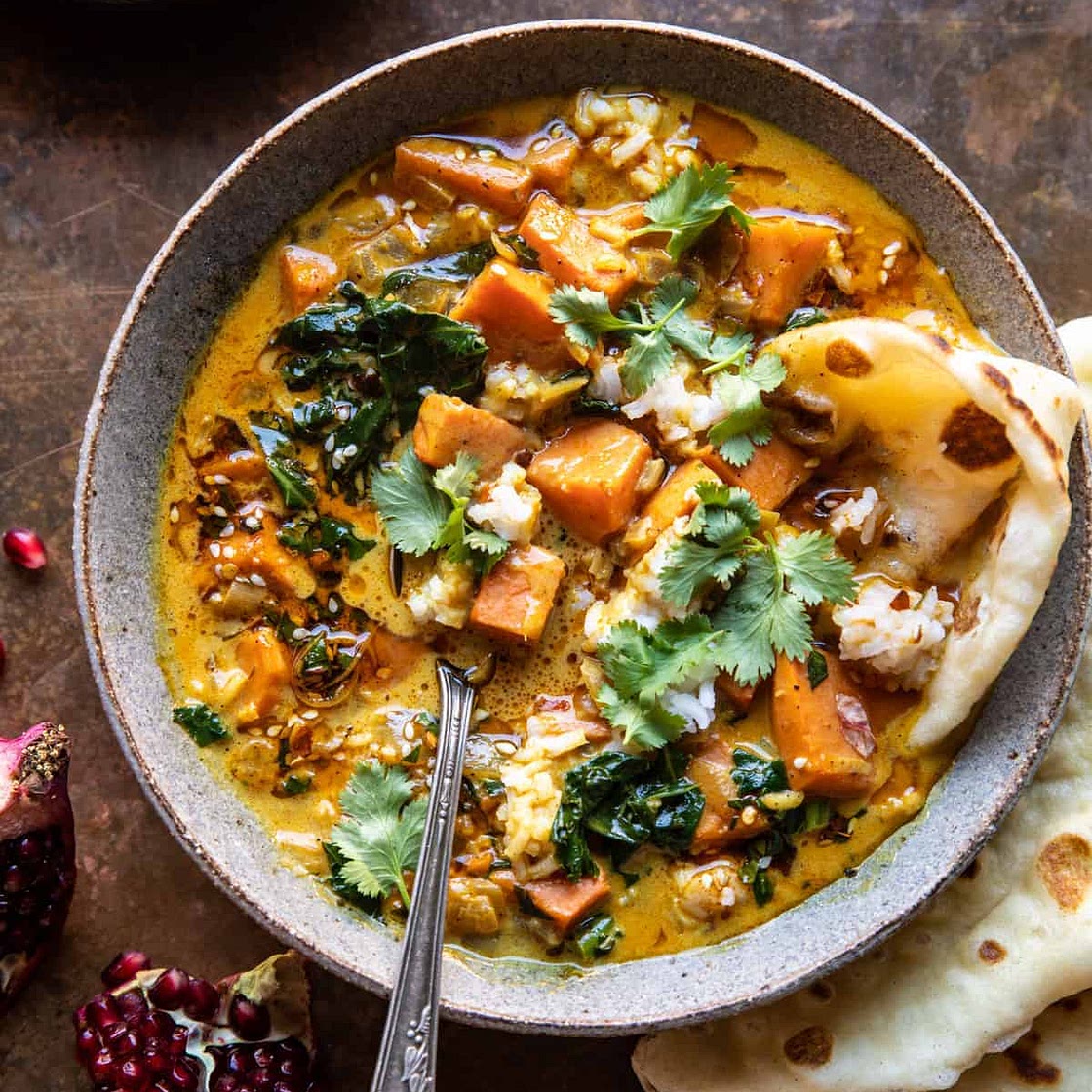 Ginger Coconut Sweet Potato and Rice Stew with Spiced Chili Oil
