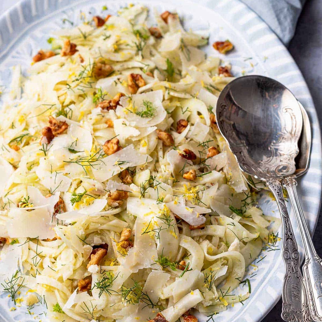 Lemony Fennel Salad with Shaved Parmesan and Toasted Walnuts