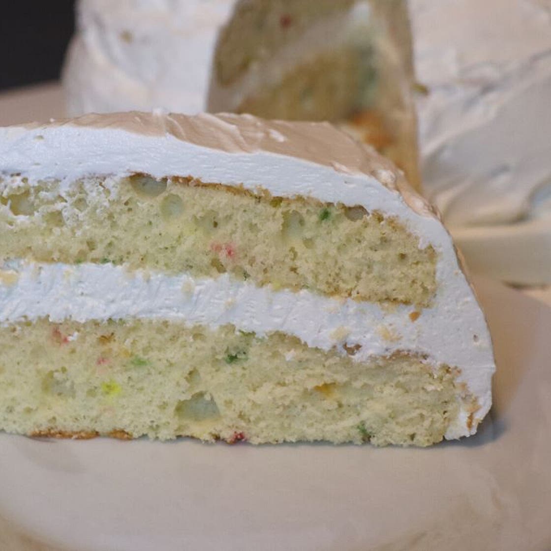 White Cake with Cheesecake Filling