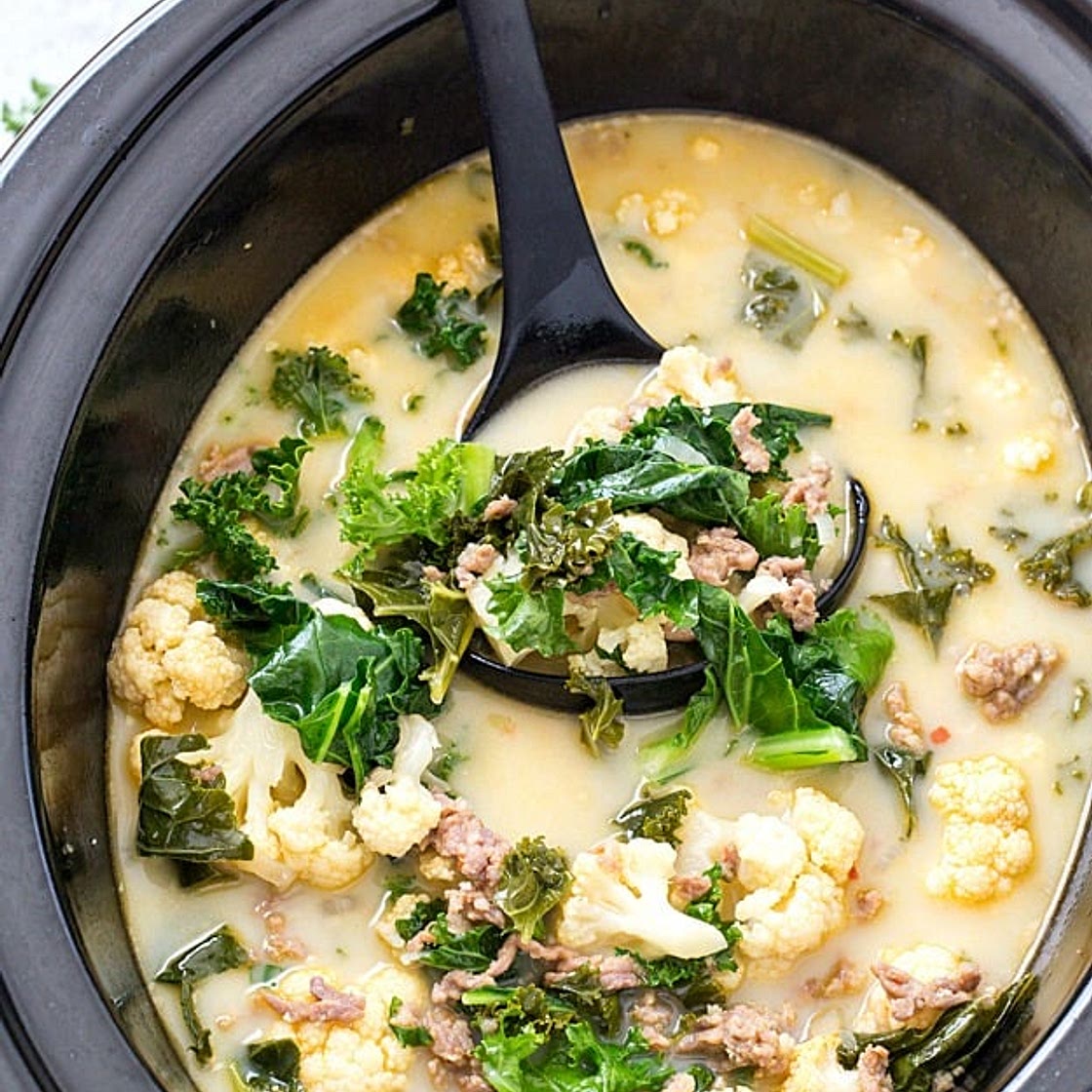 Slow Cooker Low Carb Zuppa Toscana Soup
