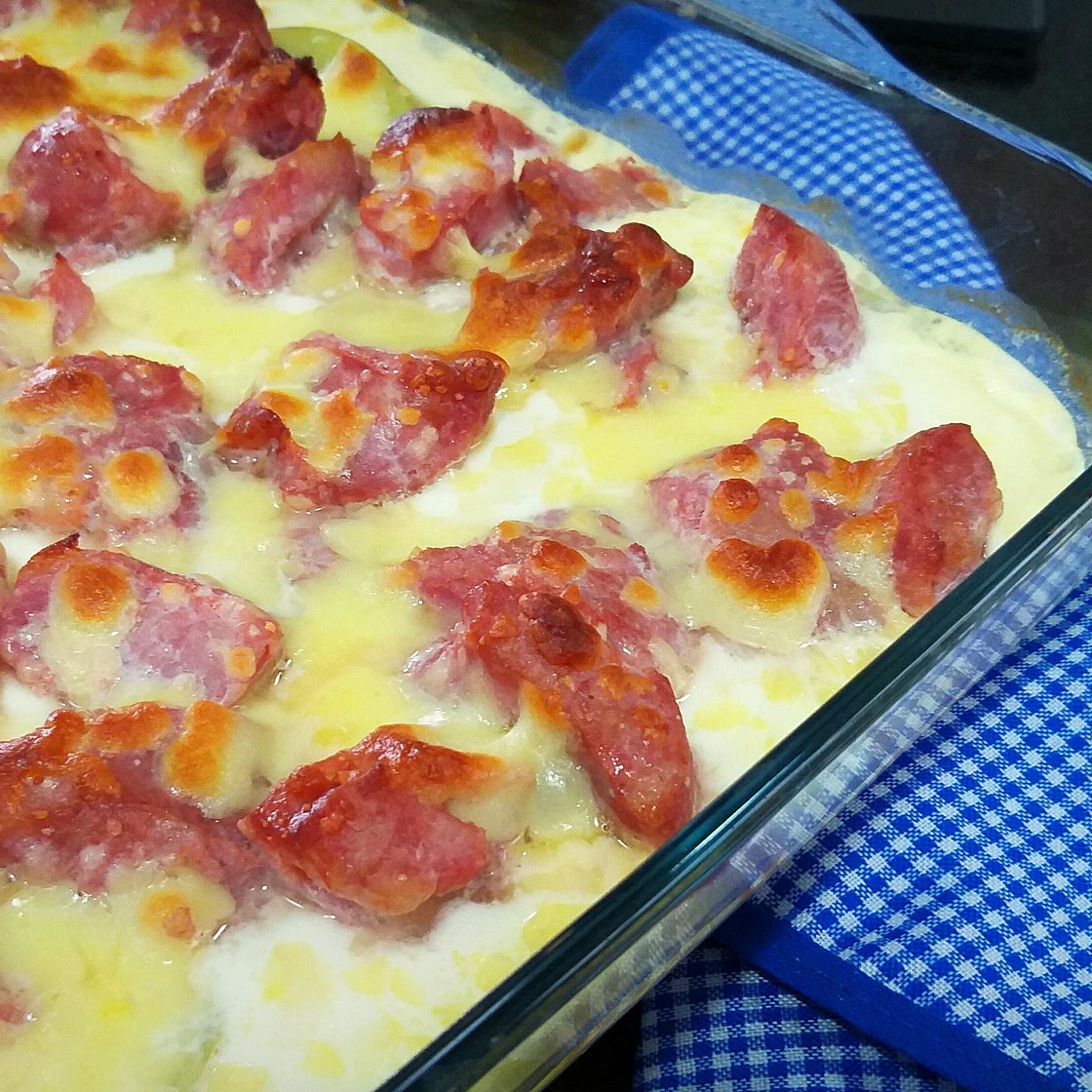 Receita de Batata gratinada com calabresa