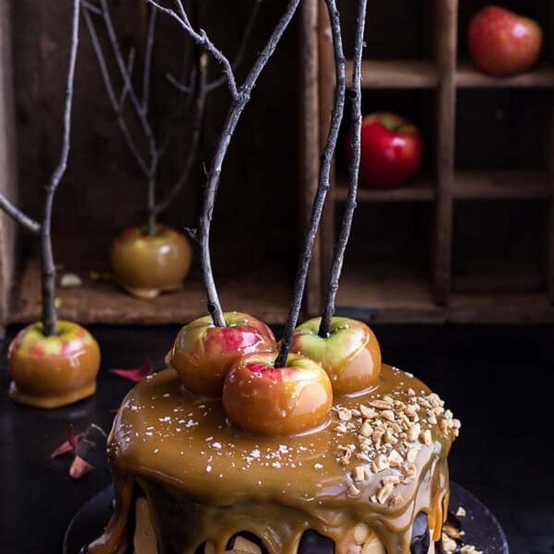 Salted Caramel Apple Snickers Cake
