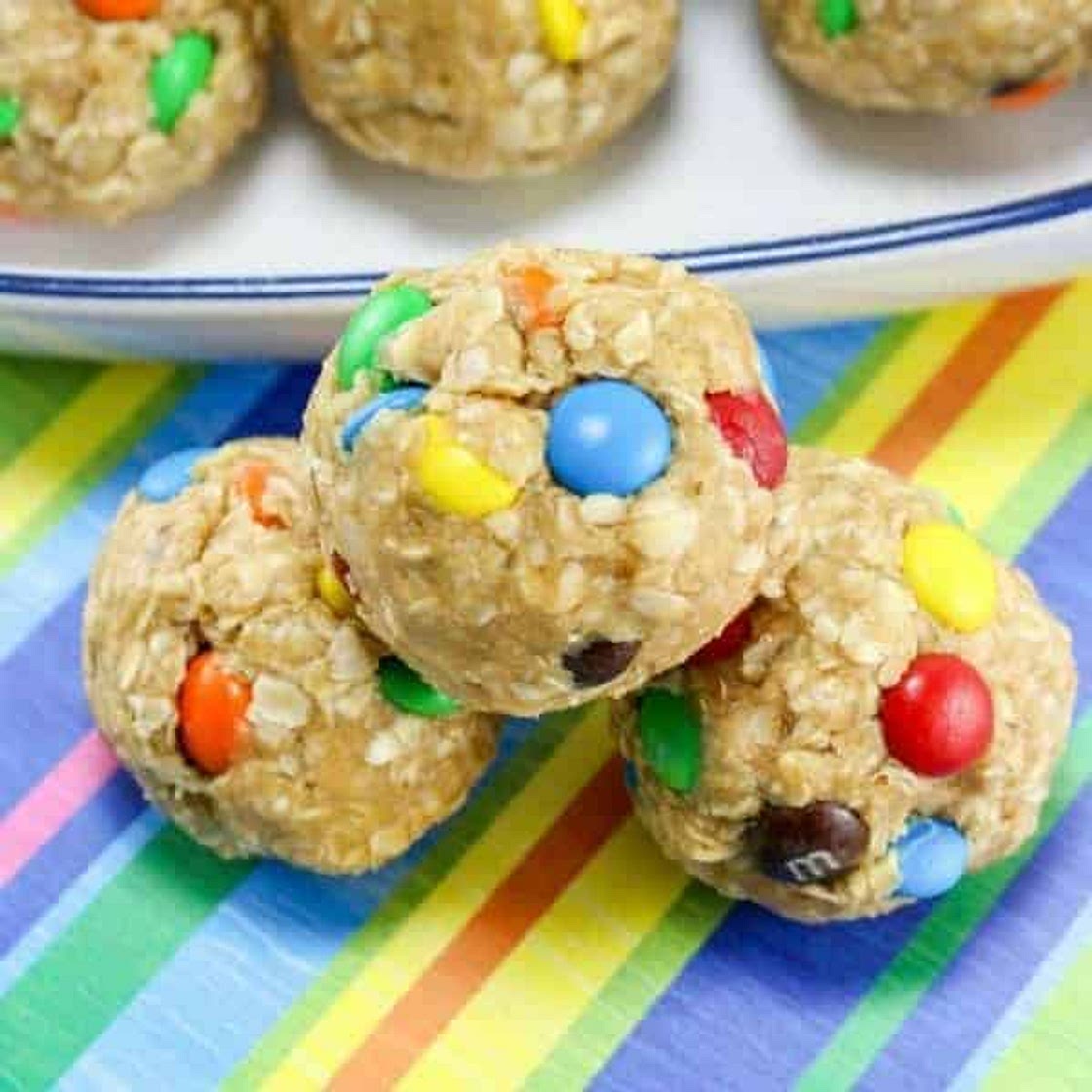 Monster Cookie Oatmeal Peanut Butter Balls with M&Ms