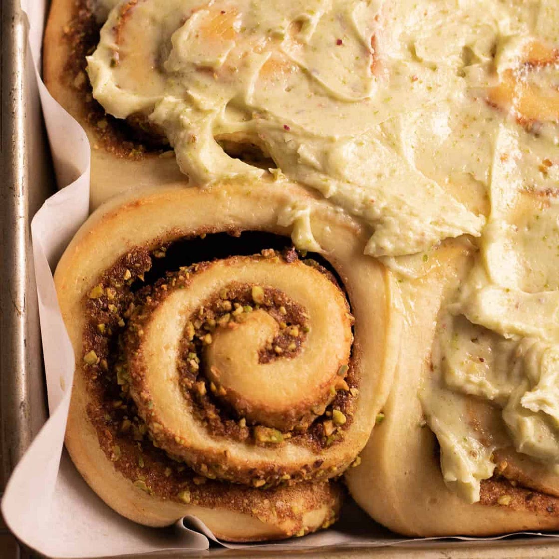 Brown Butter Pistachio Cinnamon Rolls