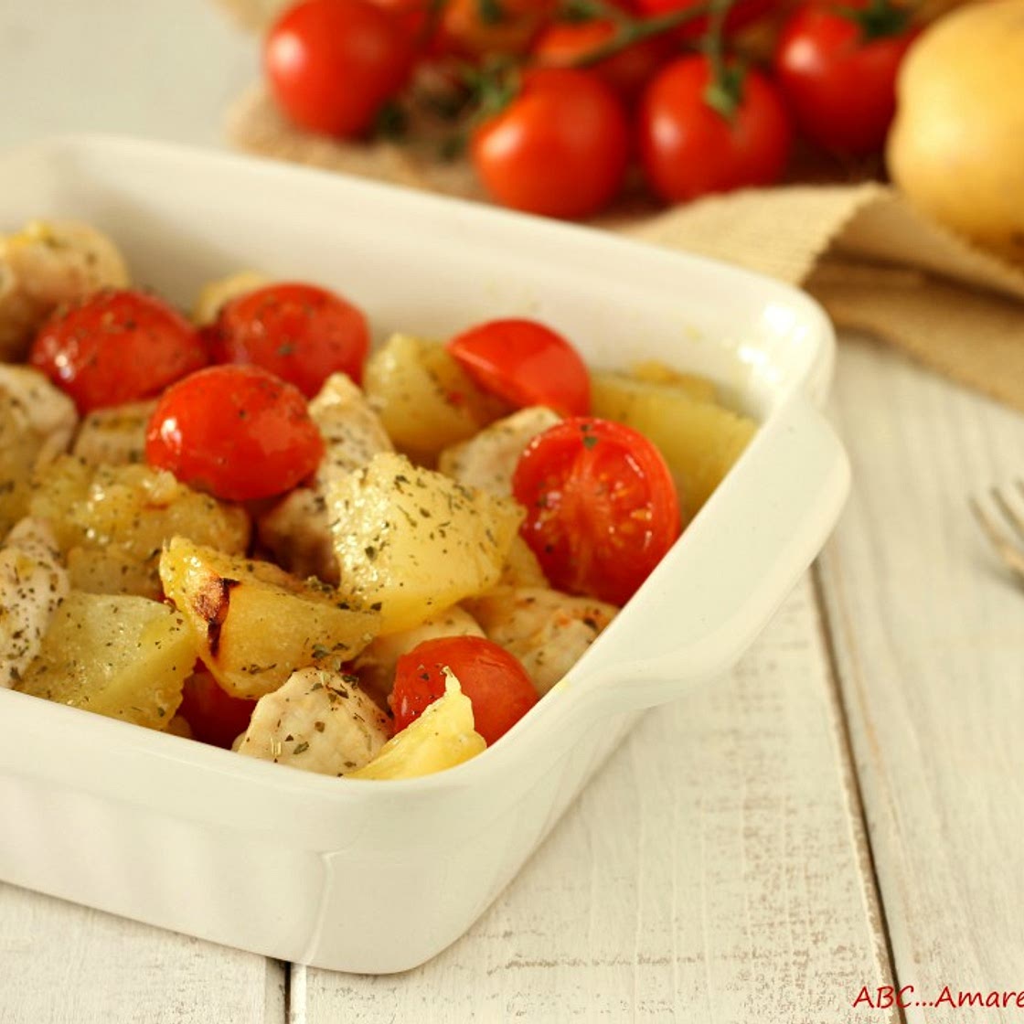 Bocconcini di pollo al forno con patate