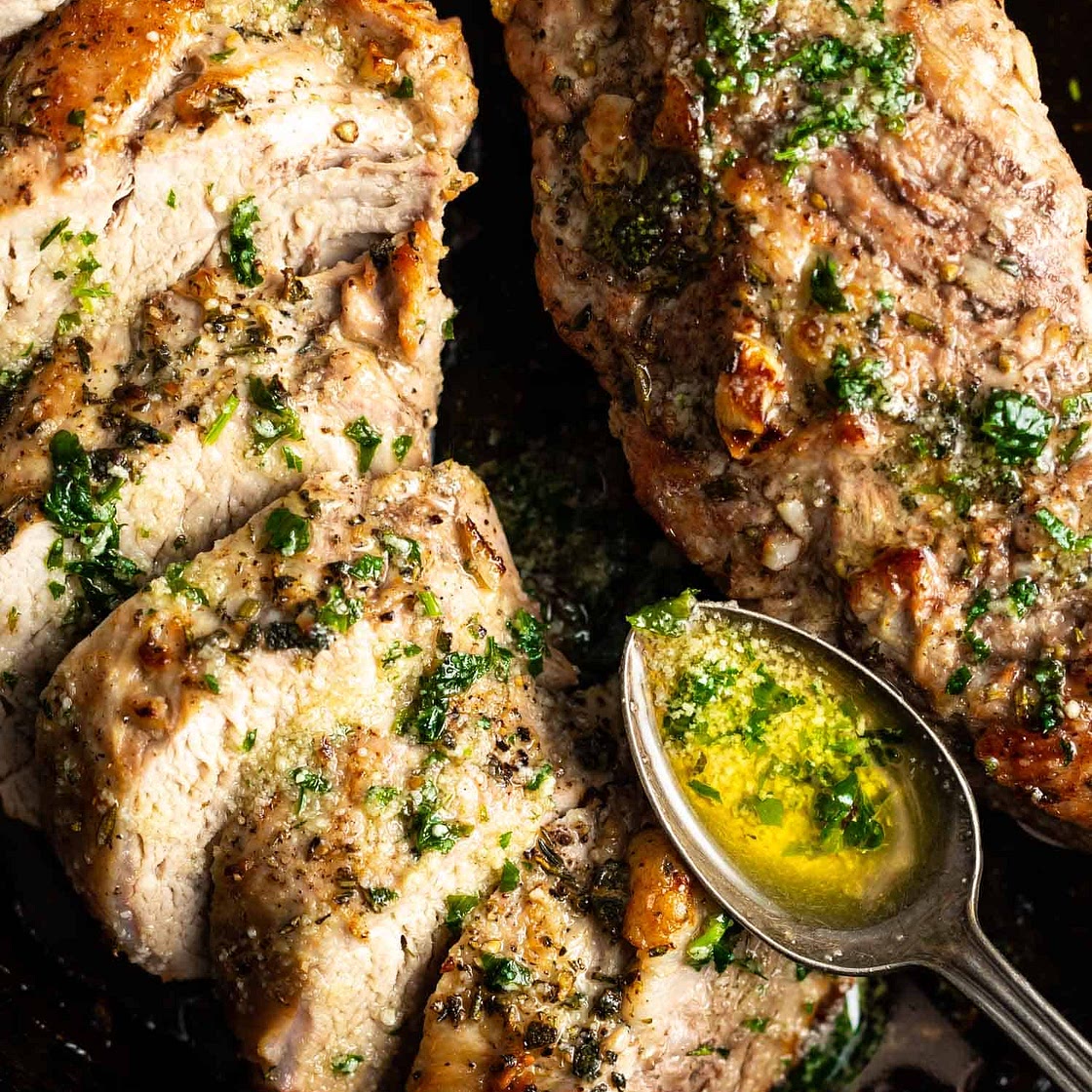 Keto Pork Tenderloin with Garlic Herb Butter