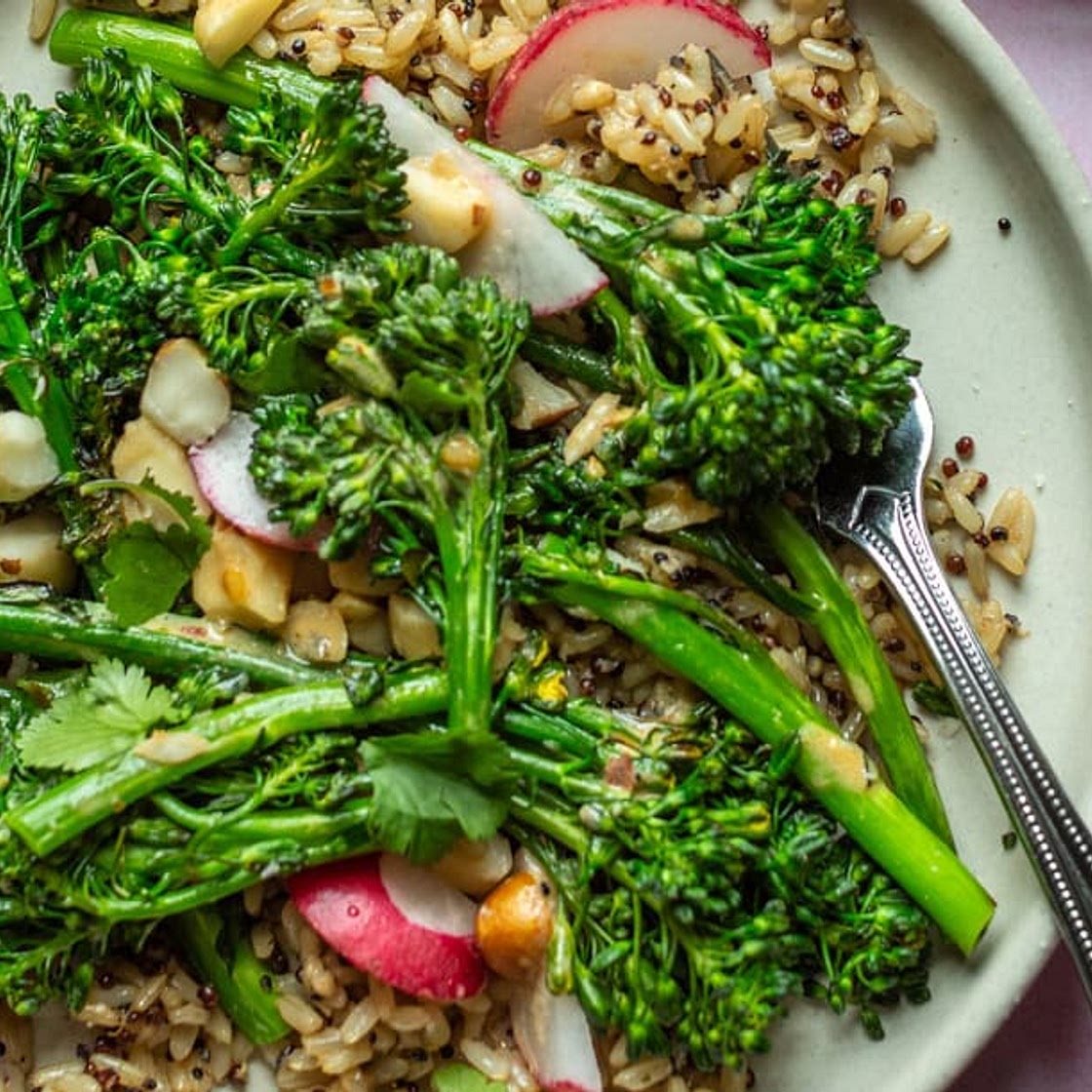 Broccolini and Rice Salad with Tahini Dressing