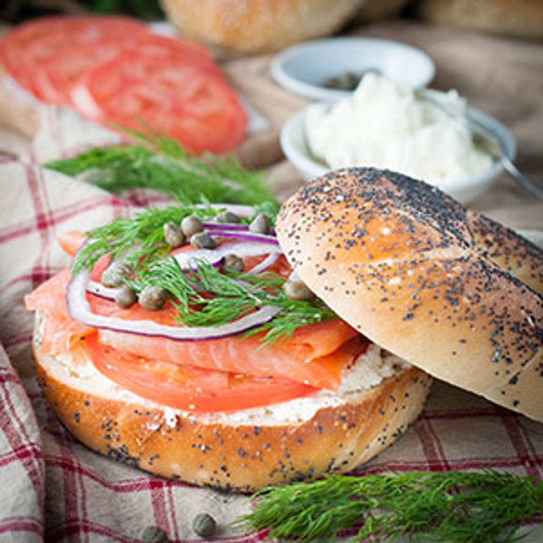 Bagel, Smoked Salmon and Cream Cheese Sandwich