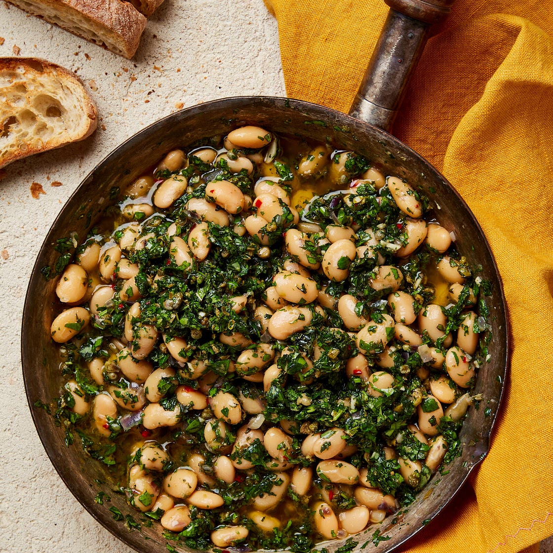 Butter beans in salsa verde