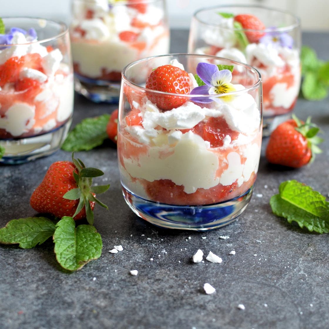 Eton Mess with Strawberries and Elderflower Cream