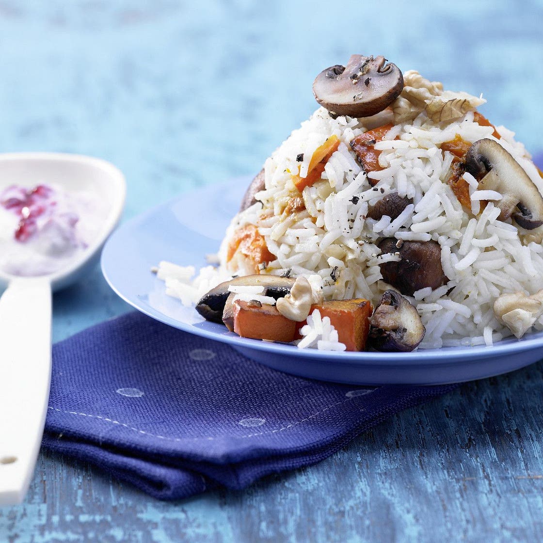 Kürbis-Champignon-Reis