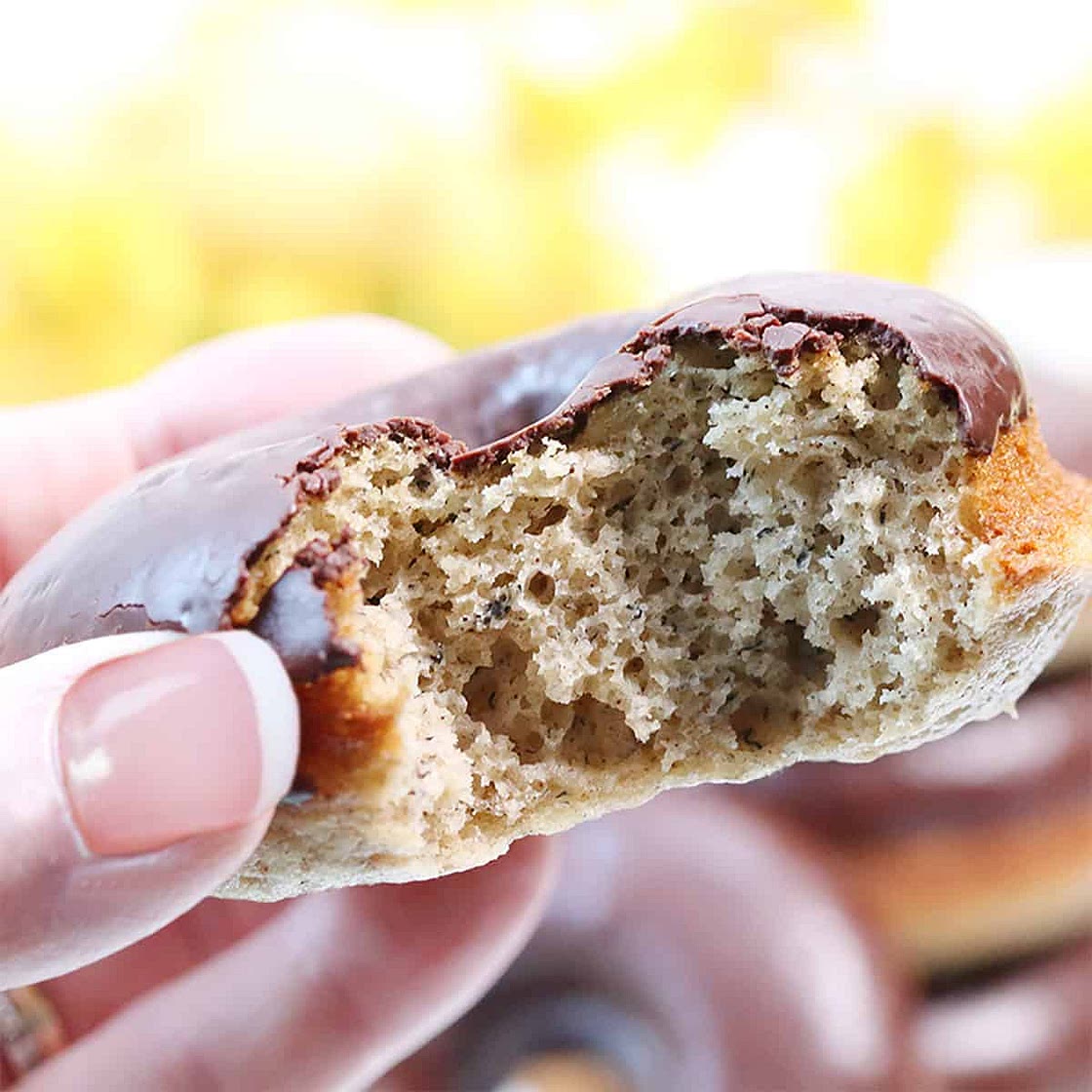 Baked Banana Donuts with Chocolate Glaze