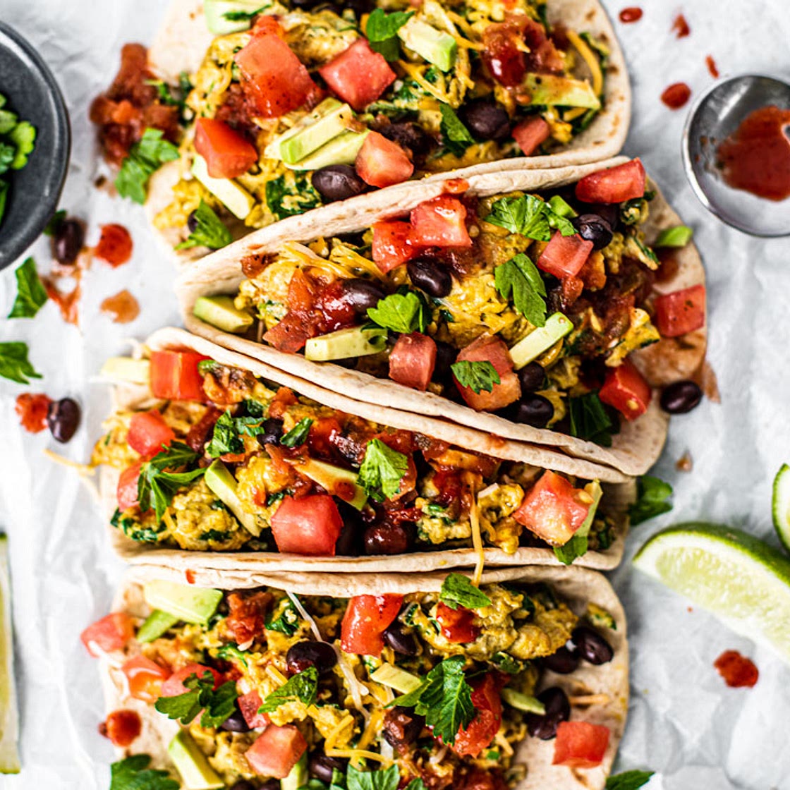 Healthy Breakfast Tacos with Black Beans and Eggs