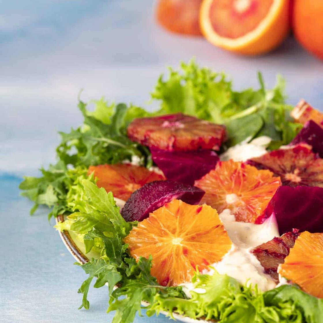 Roasted Beets and Orange Salad with Caesar dressing