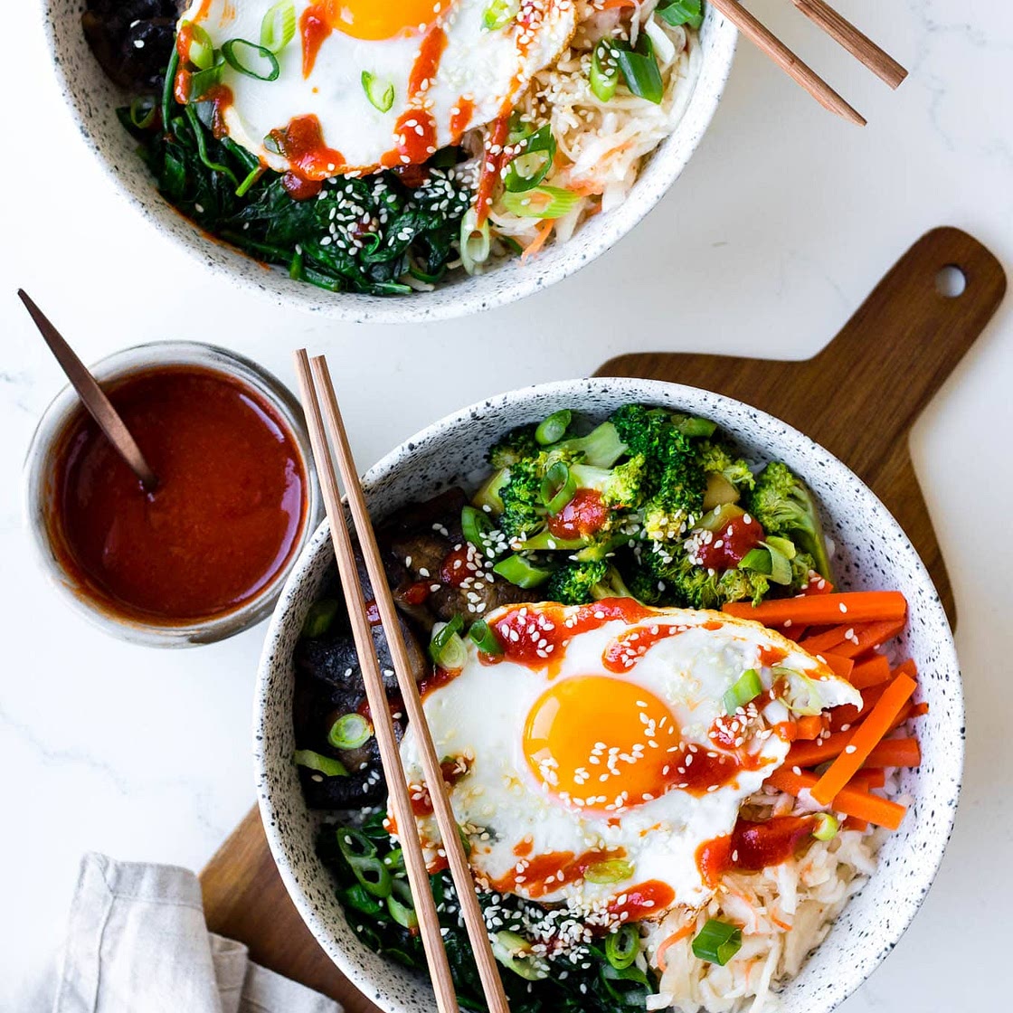 Vegetarian Bibimbap Bowls with Winter Veg