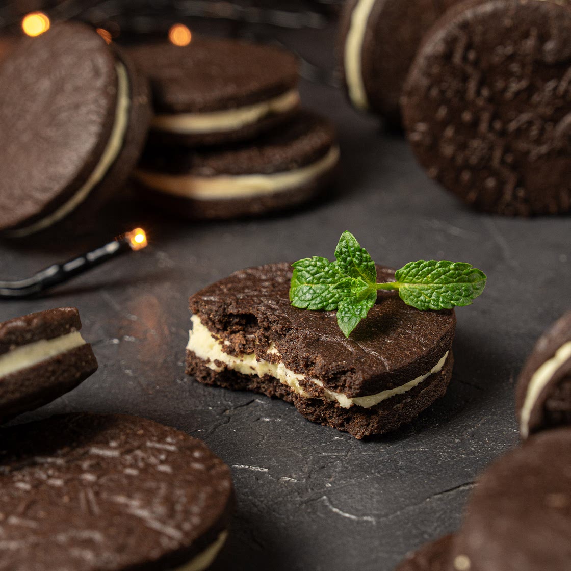 Chocolate Mint Sandwich Cookies
