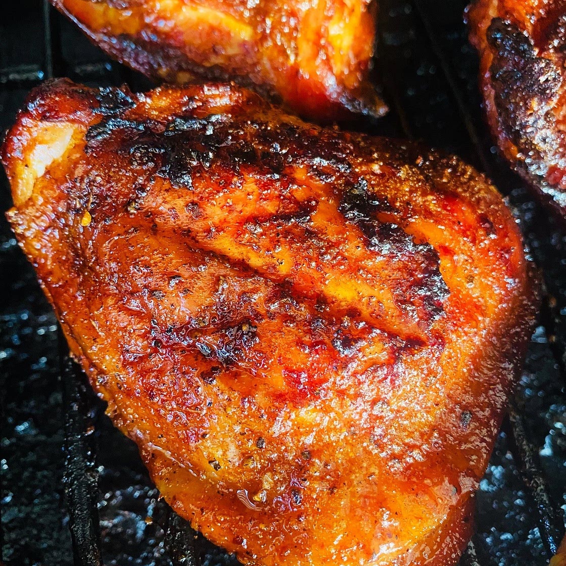 Smoked Cherry Bourbon Chicken Thighs