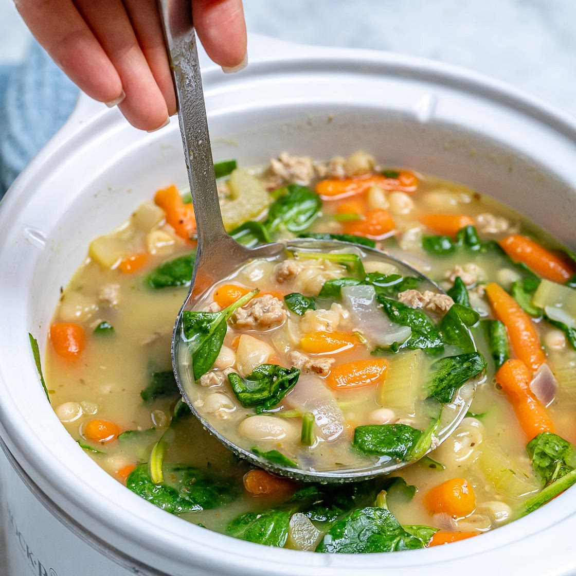Turkey + Sausage + Spinach + White Bean Soup
