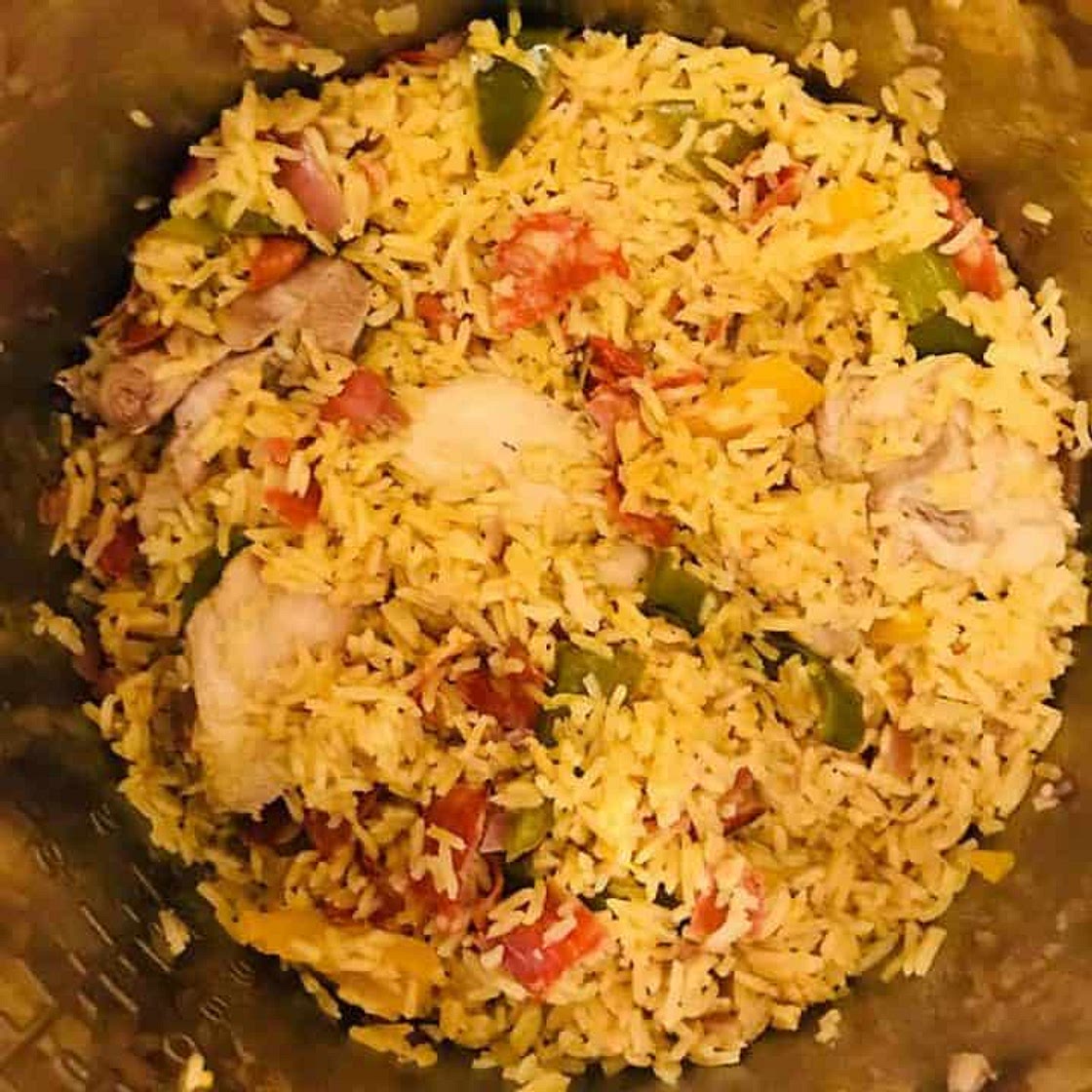 One Pot Spanish Chicken and Rice for Instant Pot (or any electric pressure cooker)