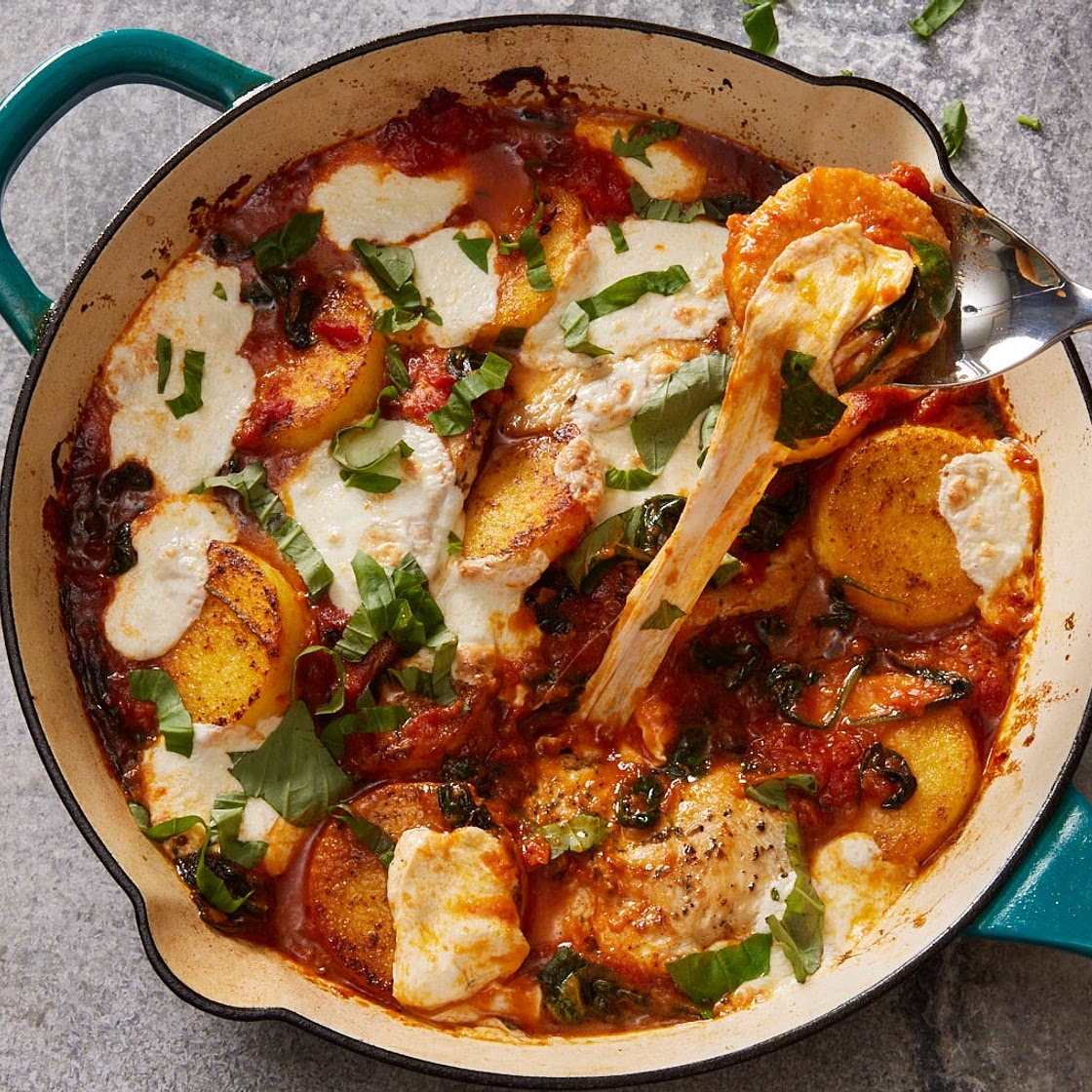 Caprese Chicken & Polenta Bake