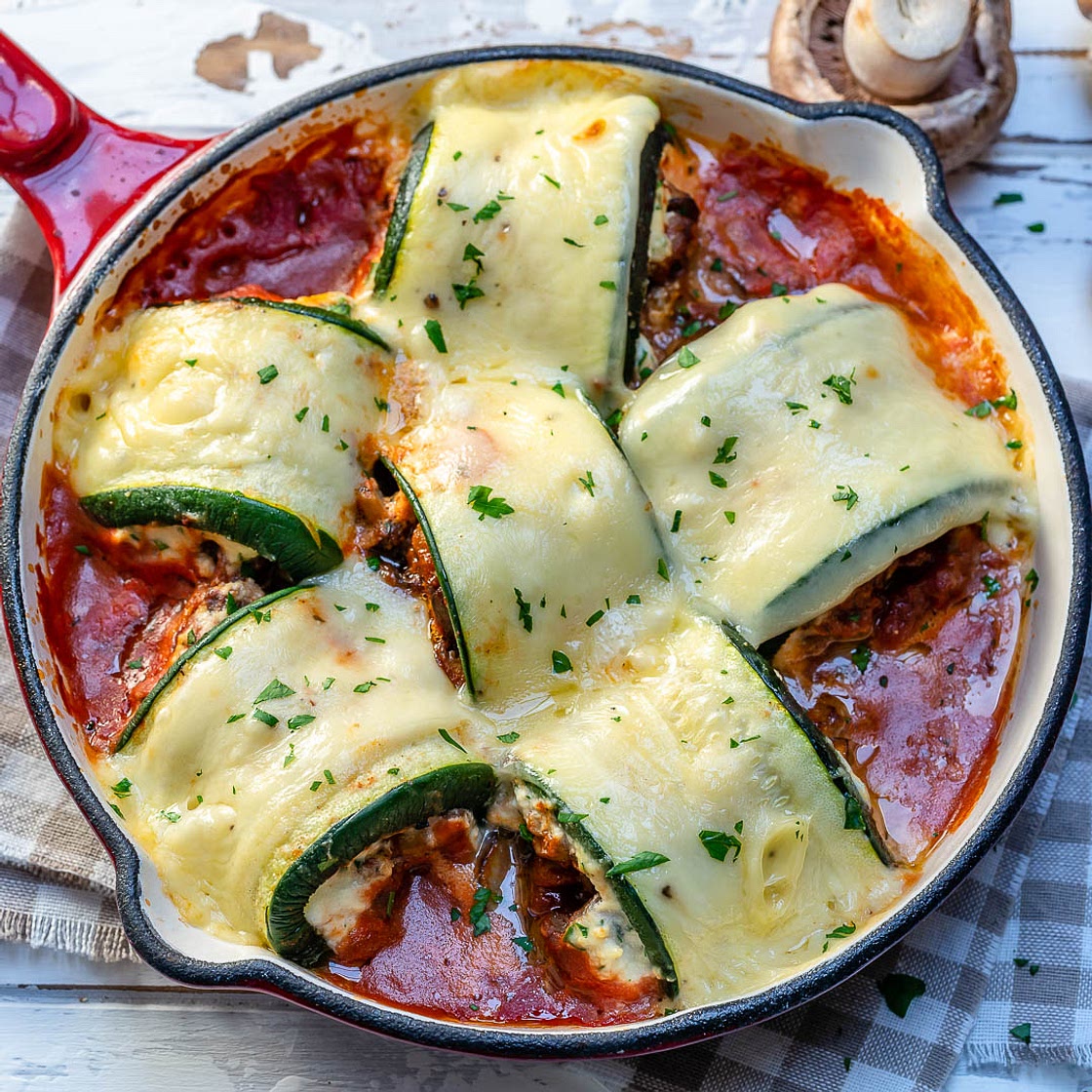 Mushroom Zucchini Lasagna Rolls