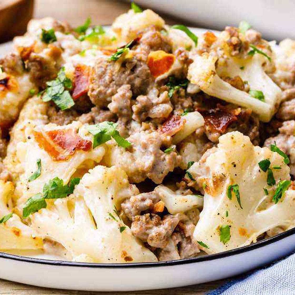 Loaded Cauliflower Ground Beef Casserole (Paleo-Friendly)