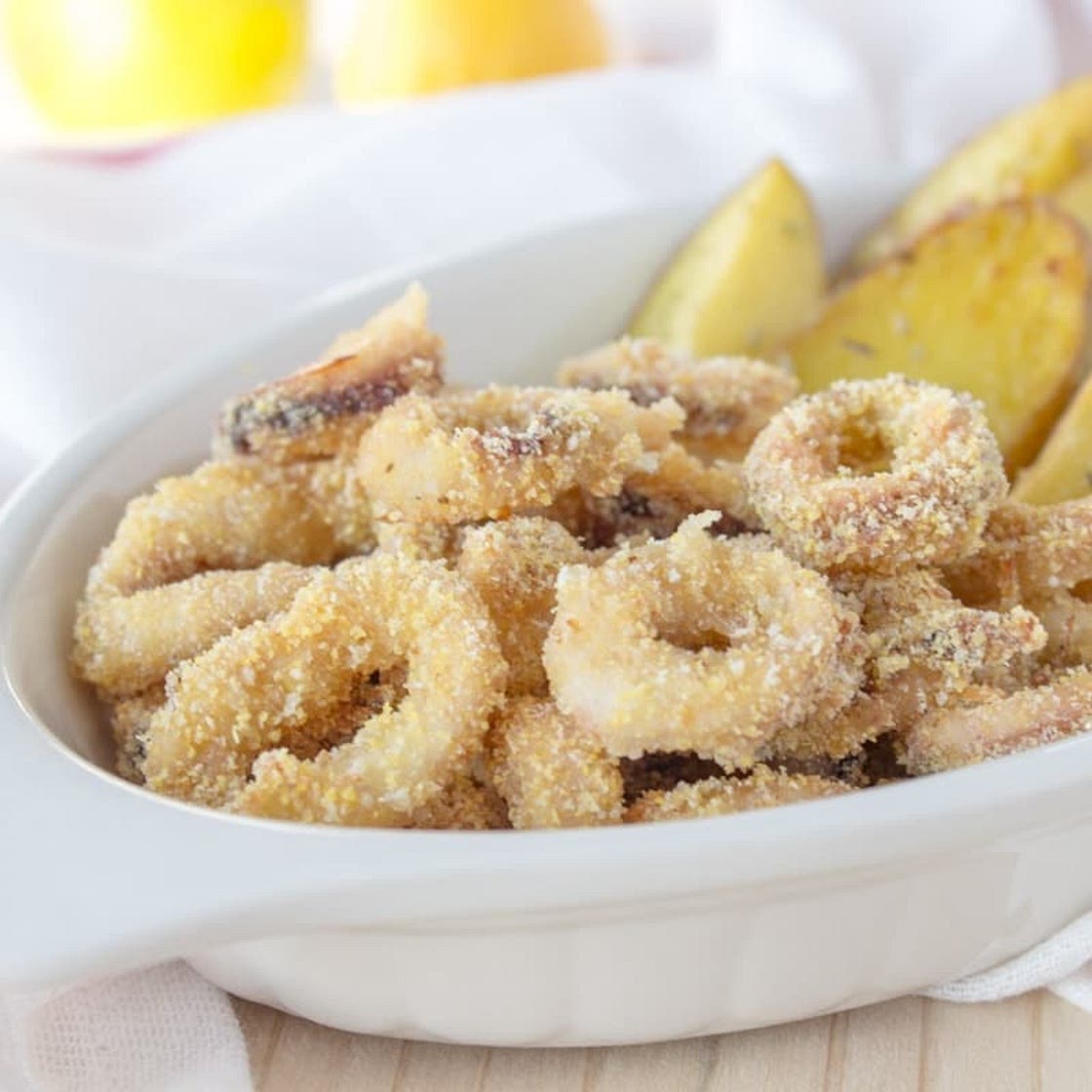 Oven baked calamari rings