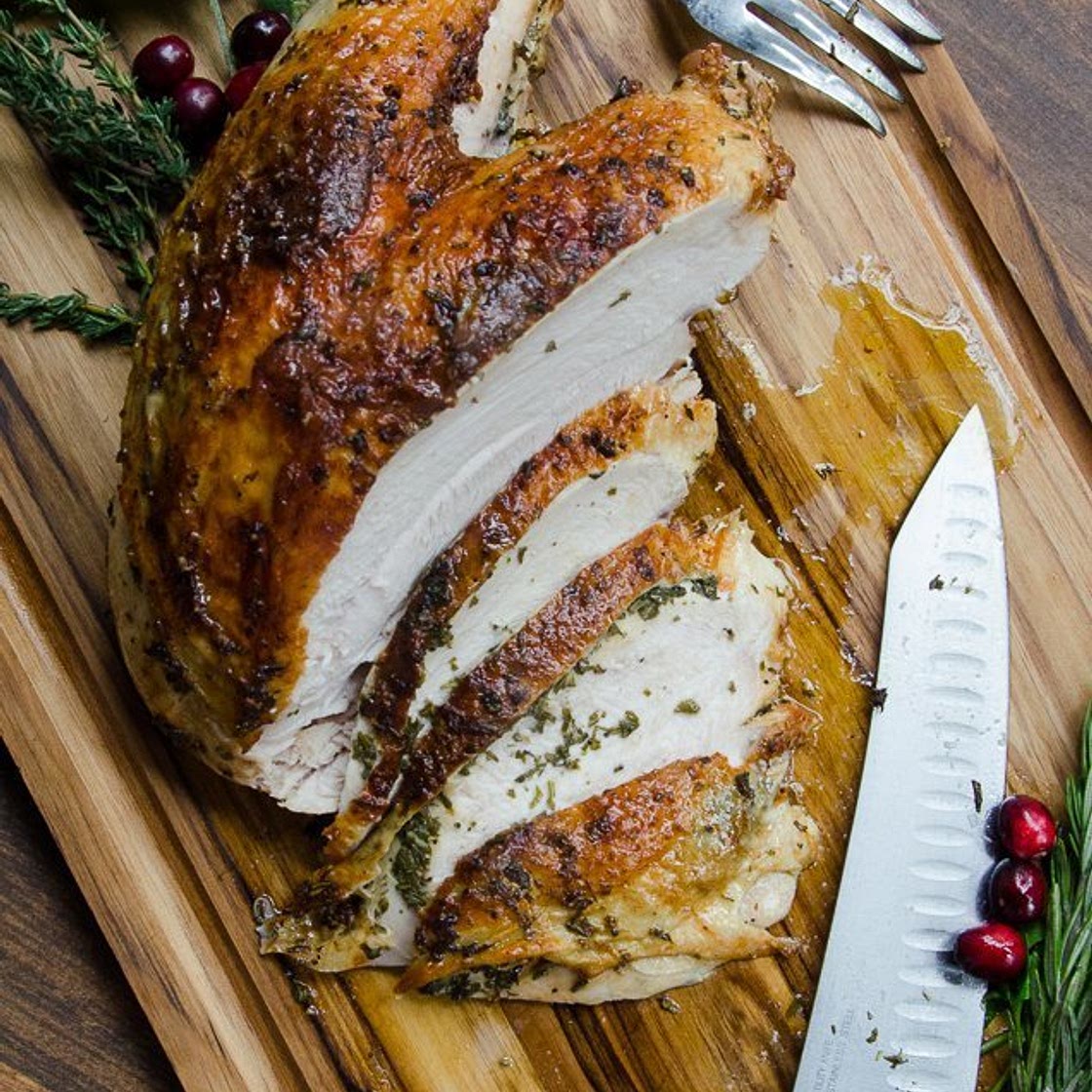 Air-Fried Turkey Breast with Herb Butter