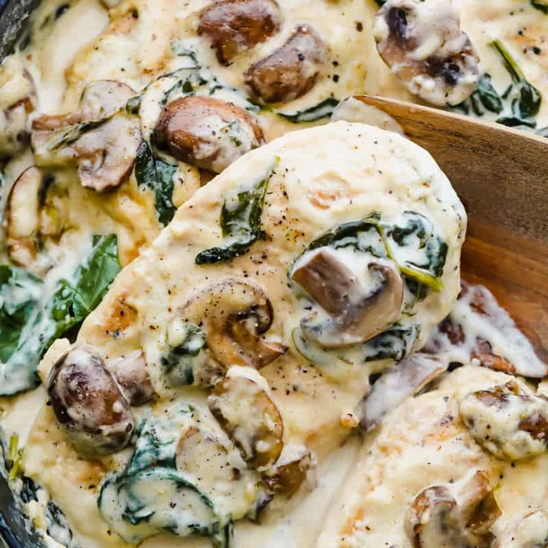 Creamy Parmesan Garlic Mushroom Chicken