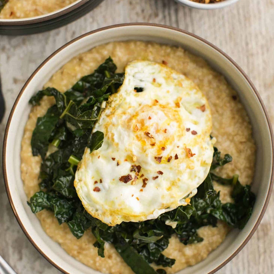 Savory Oatmeal with Garlicky Kale