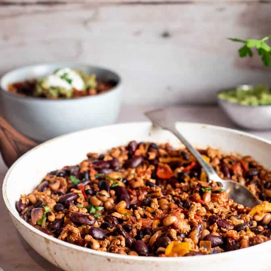Three Bean Chilli Con Carne With Turkey Mince