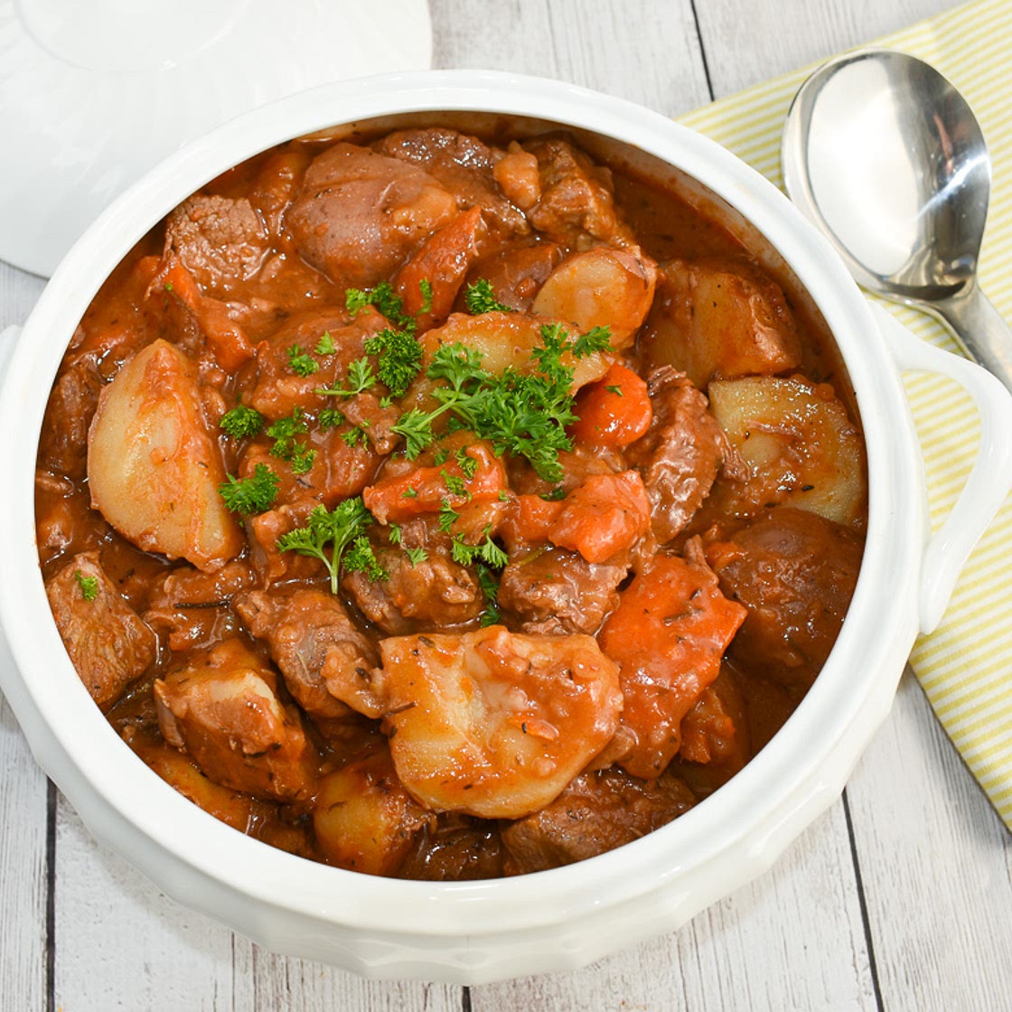 Low-FODMAP Slow-Cooker Beef and Potato Stew; Gluten-free