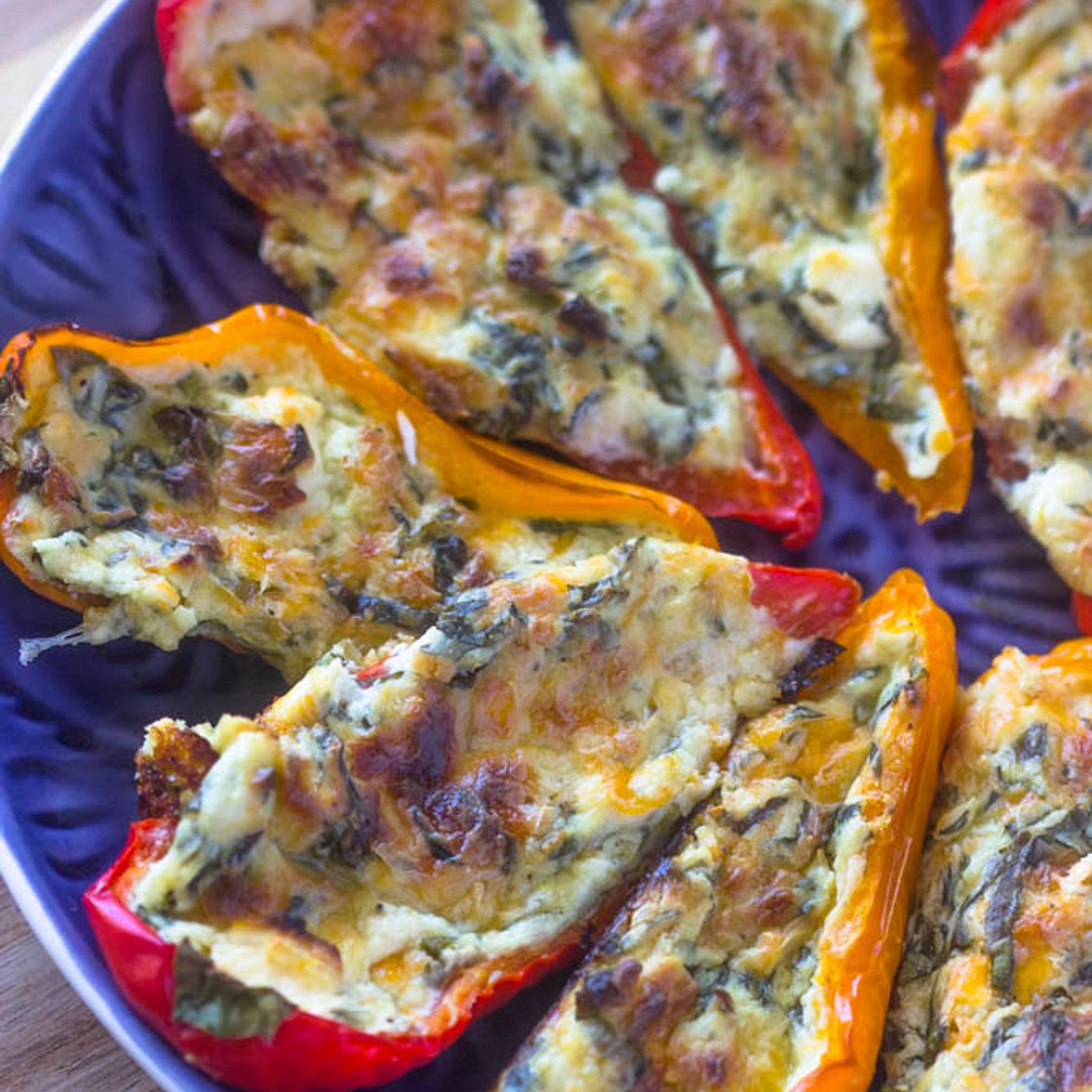 5 Cheese & Spinach Stuffed Sweet Peppers