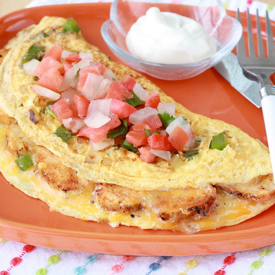 Loaded Chicken Fajita Omelette