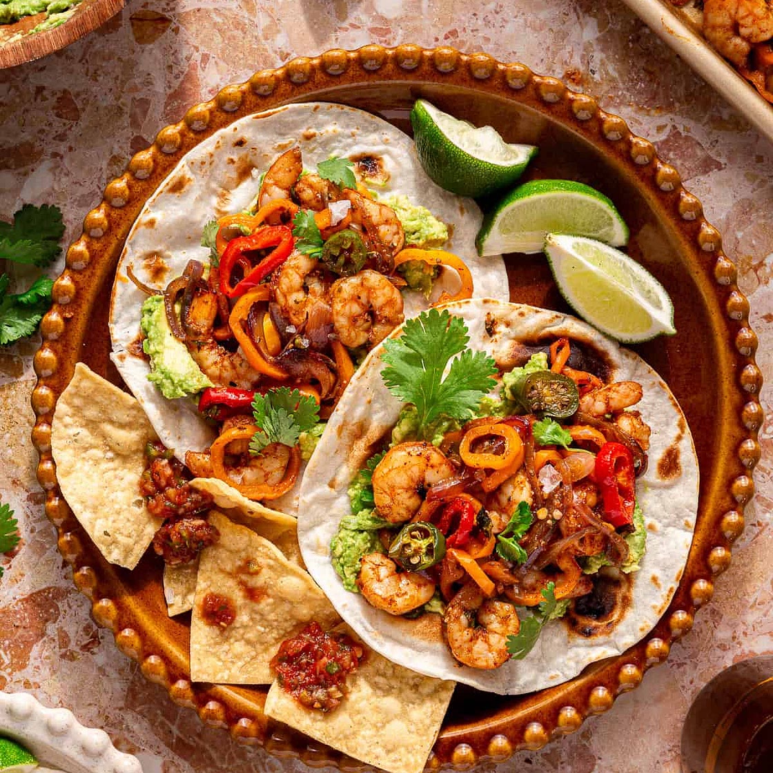 Sheet Pan Shrimp Fajita Tacos