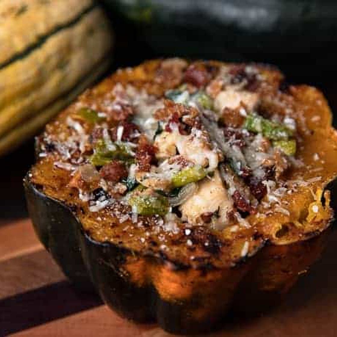 Healthy Chicken and Mushroom Stuffed Acorn Squash