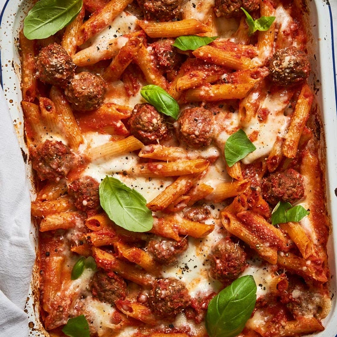 Meatball pasta bake