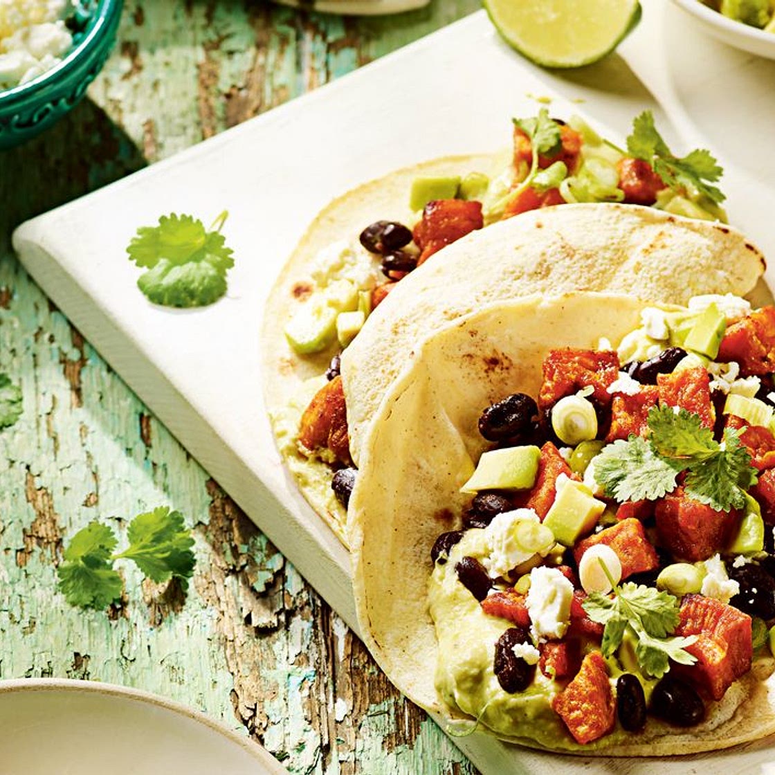 Avocado and sweet potato tacos
