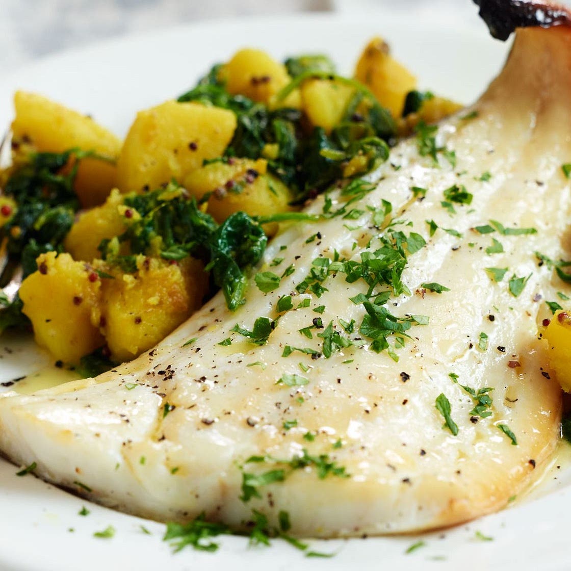 Grilled Smoked Haddock with Spiced Potatoes Recipe