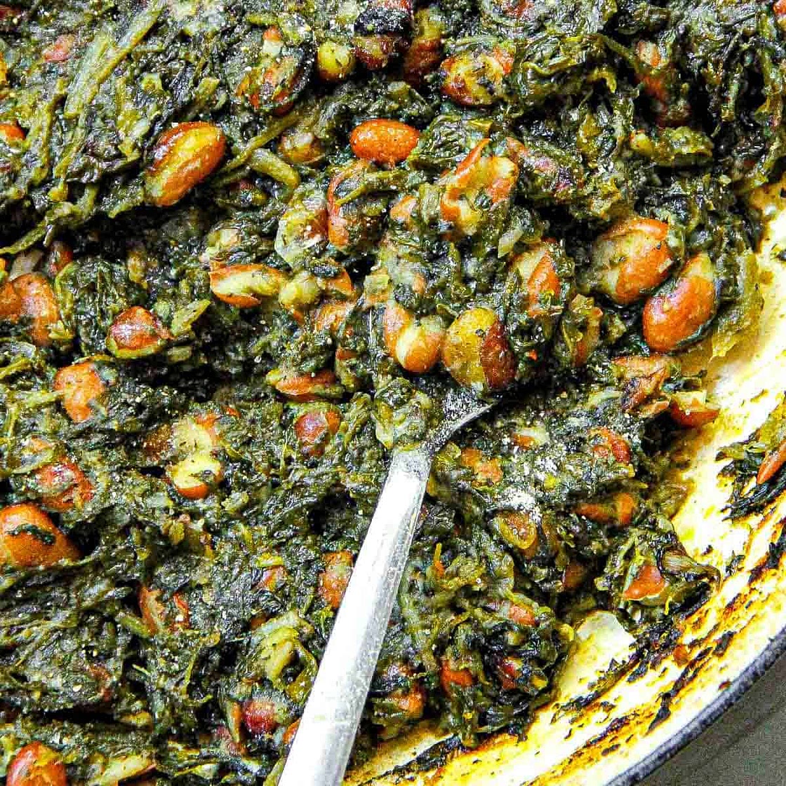 Slow Cooked Buttery Spinach and Beans