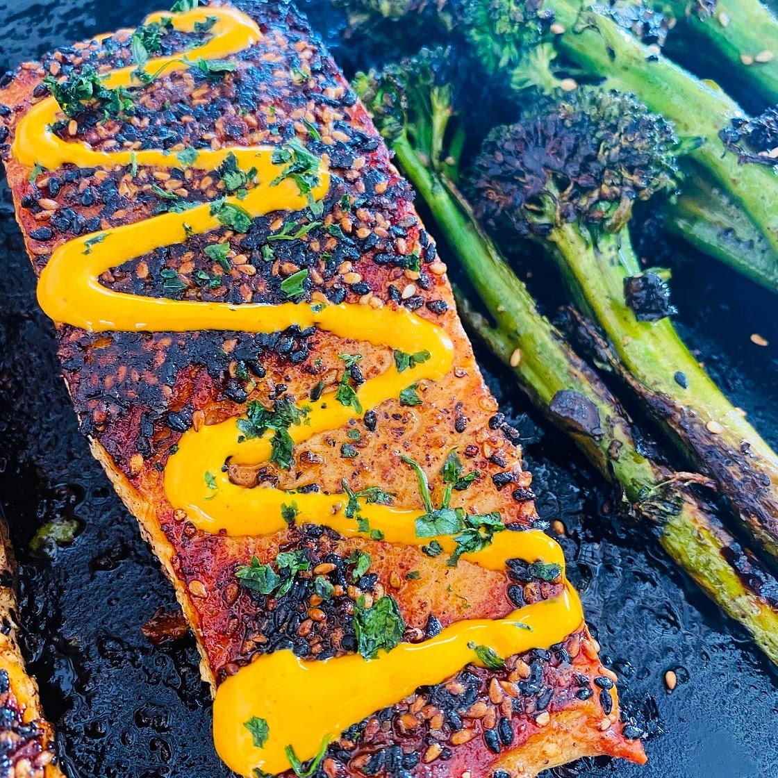 Blackstone Sesame Salmon and Broccolini