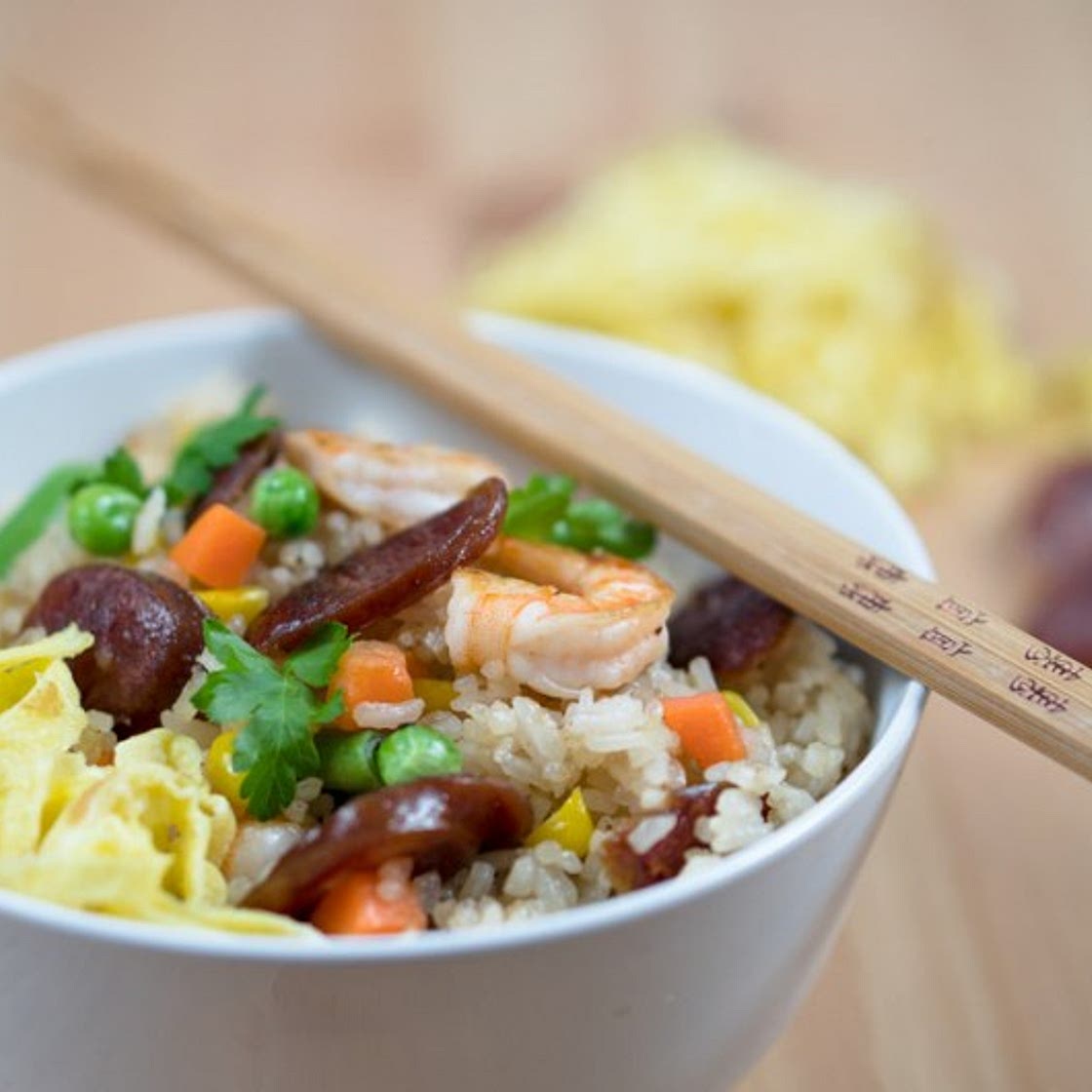Mom's Vietnamese Fried Rice with Chinese Sausage and Shrimp